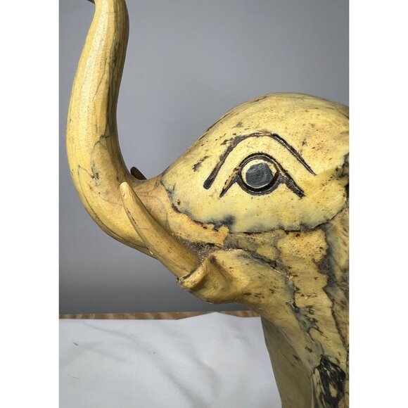 Hand-Carved Crushed Oyster Shell Elephant Figurine, Large - Picture 12 of 15